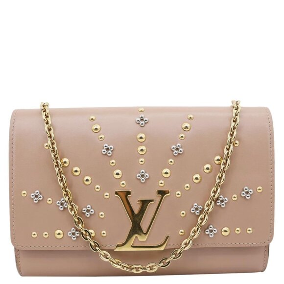 Louis Vuitton  Chain Louise GM Studded Leather Shoulder Bag Beige - Picture 1 of 14